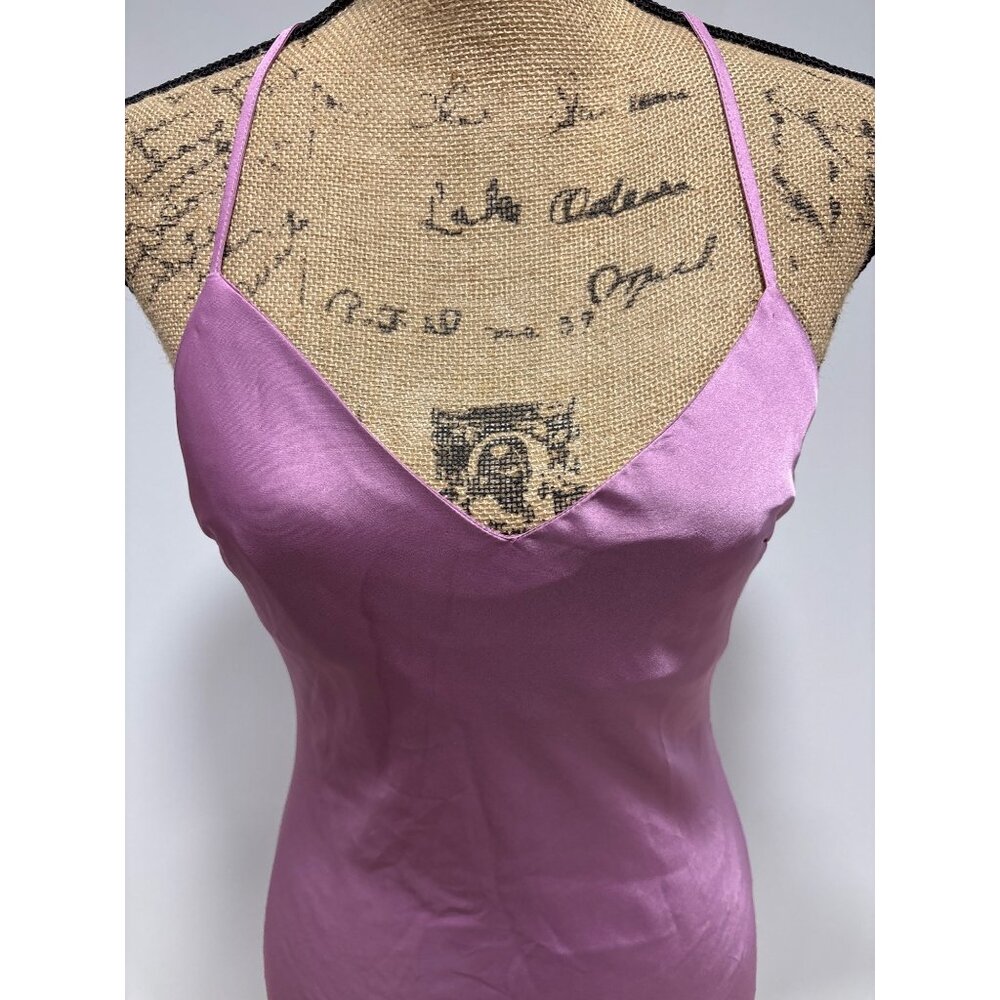 Pink Maxi Slip Dress With Spaghetti Straps & Criss-Cross Back Form Fitting S - Picture 6 of 12